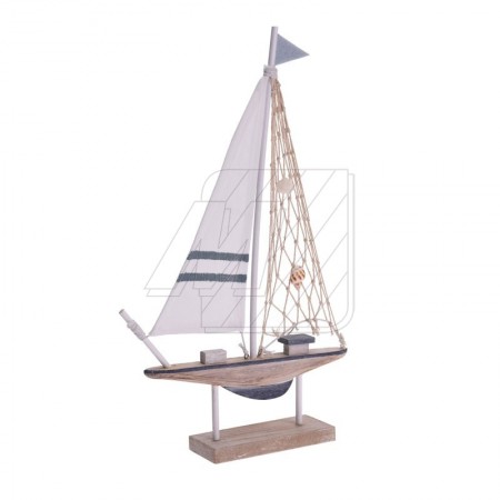 BATEAU À VOILE DÉCORATIF SUR UN SUPPORT EN BOIS