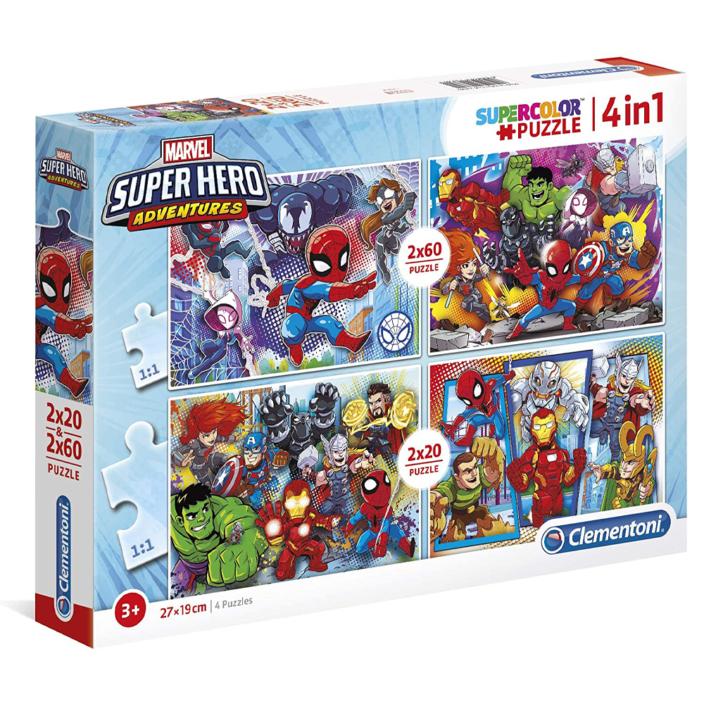 Puzzles – Marvel Superhéros – 2 x 20 + 2 x 60 Pièces – Clementoni – Supercolor