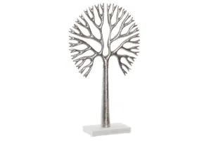 Arbre argenté figure en aluminium et marbre 28X10,5X46