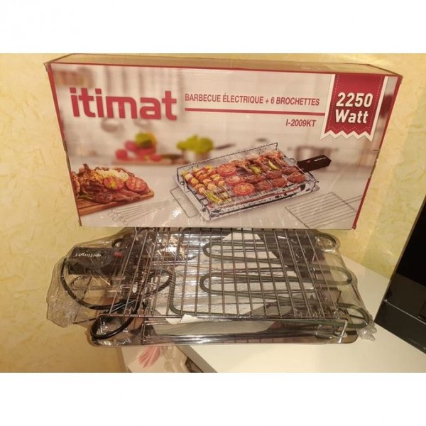 Itimat Barbecue Electrique Design Avec Grille Et 6 Brochettes Offertes