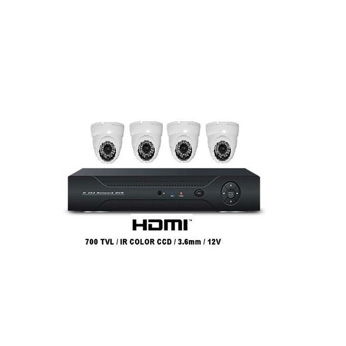 Kit de surveillance de 4 caméras d’intérieur 700TVL + HVR