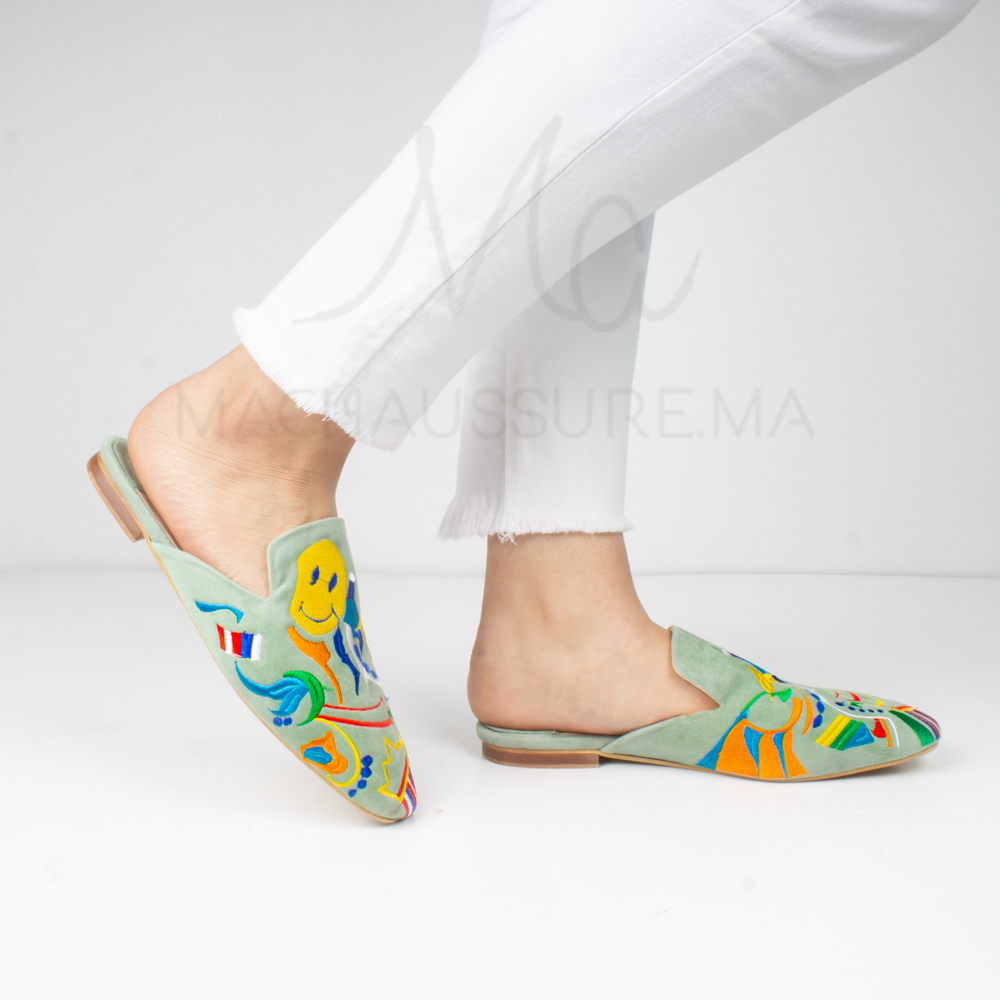 CARINA – Mules en Pistache