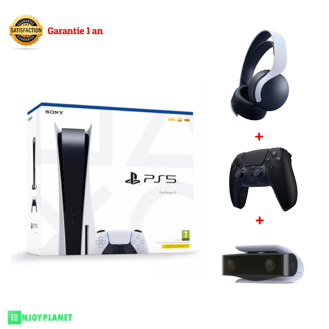 Pack Console PlayStation 5 + Casque + Manette Noir + Camera Ps5