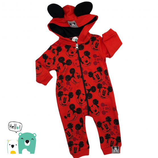 Grenouillère Mickey avec capuche RED style