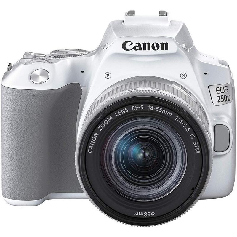 Appareil Canon EOS 250D, blanc + objectif EF-S 18-55mm f/4-5.6 IS STM