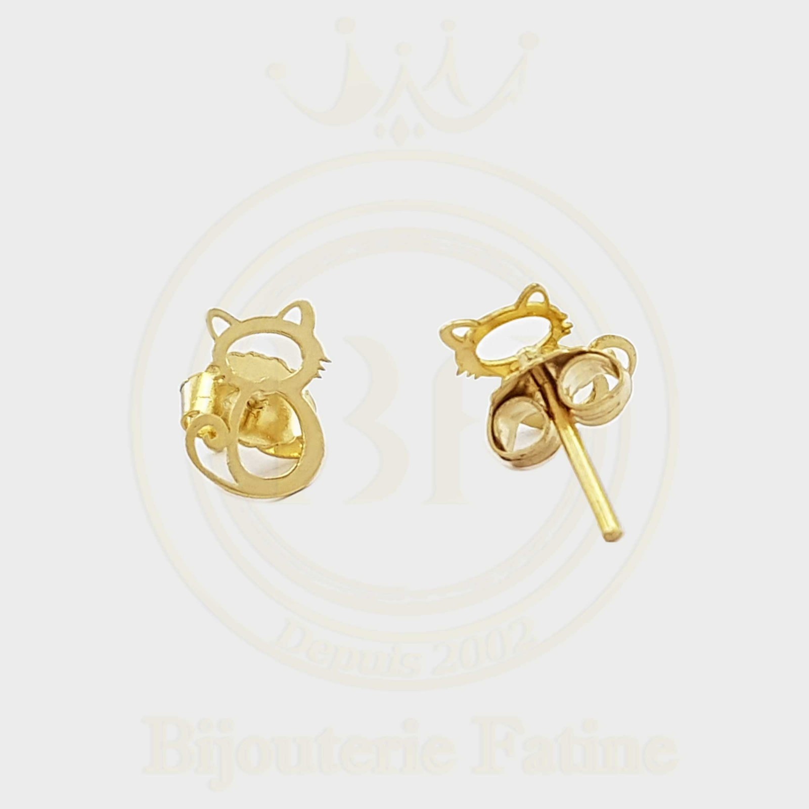 Boucles d'Oreilles Enfants chat en or 18 carats